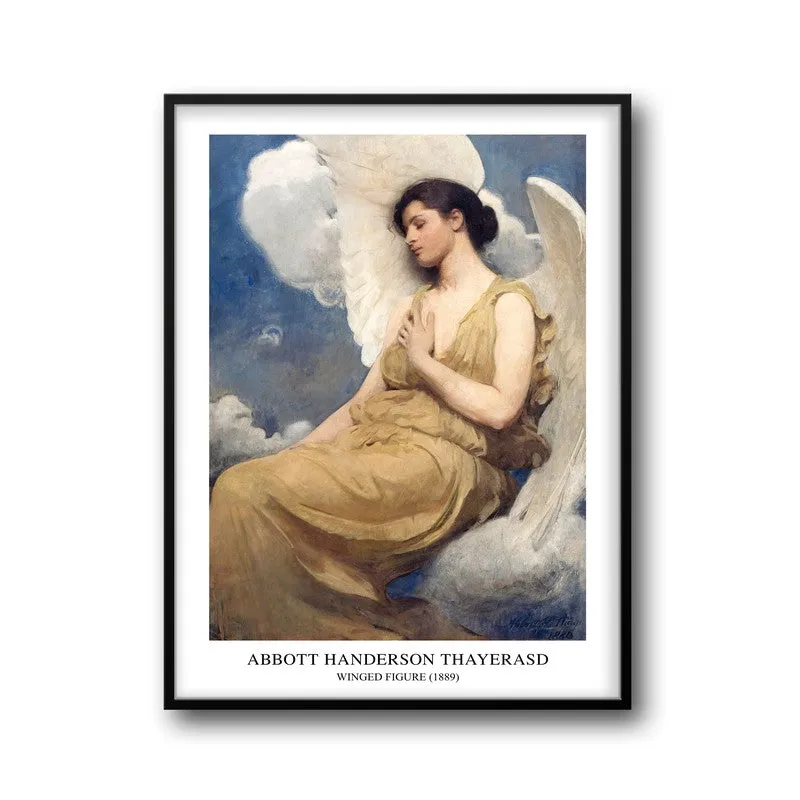 Winged Figure Abbott Handerson Thayer Archival Canvas Wall Painting - Black Frame media 5