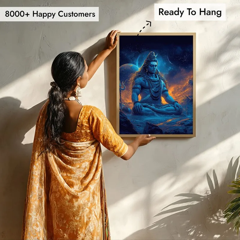 Peaceful Mahadev Meditating II Archival Paper Wall Art - Natural Brown Frame media 7
