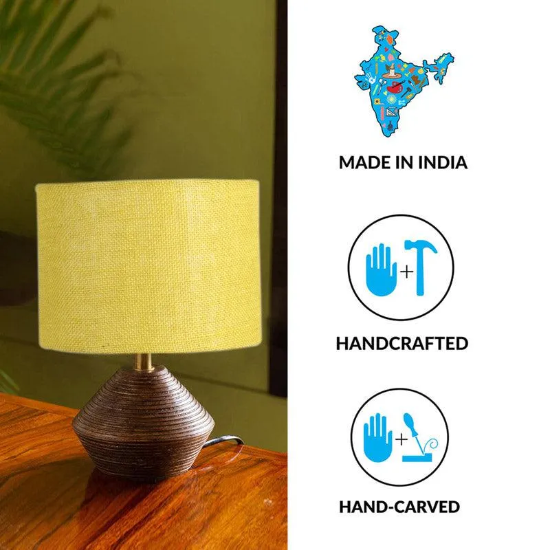 Yami Wooden Table Lamp With Jute Shade - Yellow,Brown media 4