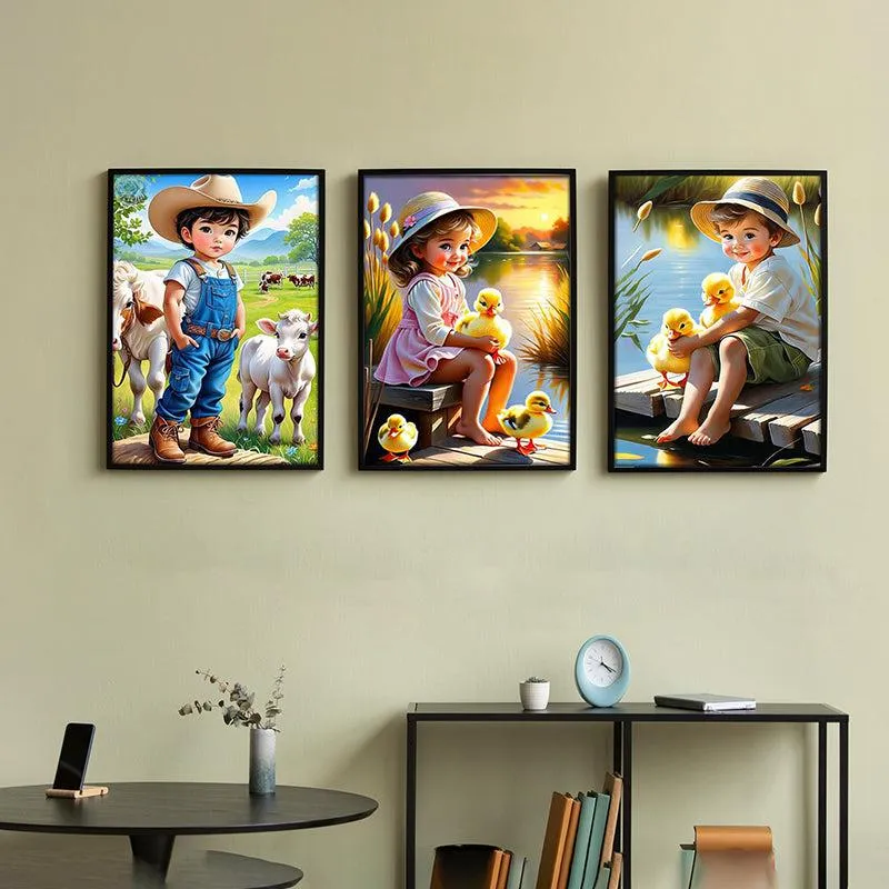 Playful Pastures Wall Art With Frame - Set Of Three media 4