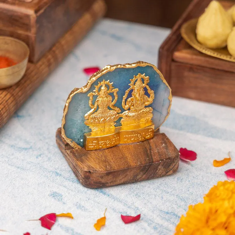 Divine Laxmi Ganesha Agate Festive Gift Box - Turquoise media 1