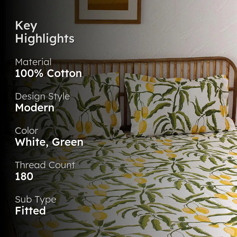 Amra Mango Cotton Bedsheet (Yellow) - 180 TC media 2