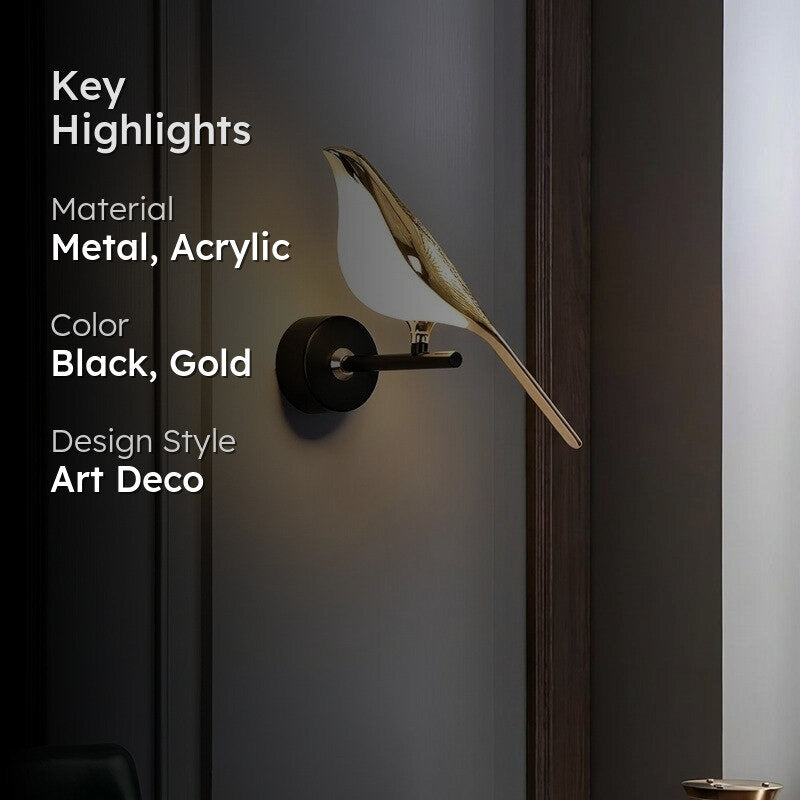 Perched Glow Acrylic & Metal Wall Lamp media 2