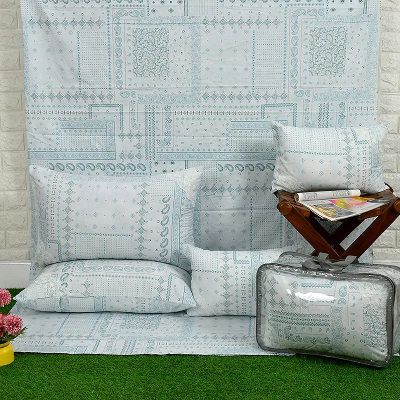 Mathieu Cotton Bedding Set (Blue/210 TC) - Five Piece Set media 5