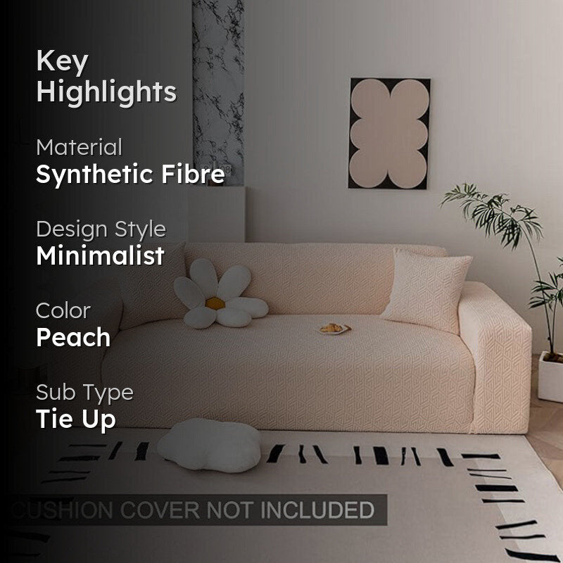 Luna Jacquard Synthetic Fiber Sofa Cover - Peach media 2
