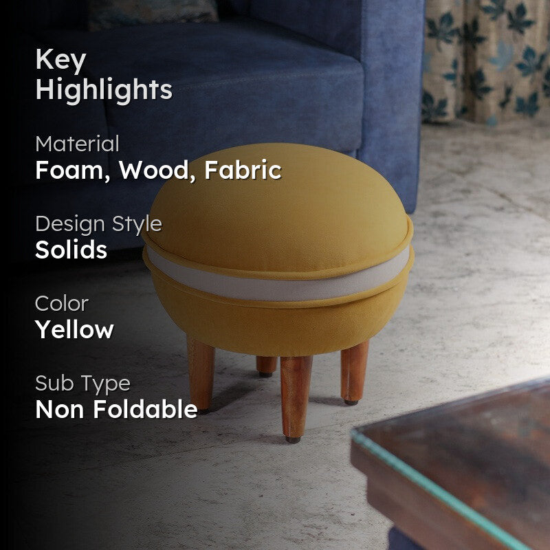 Contemporary Velvet Footrest Ottoman  Yellow media 2