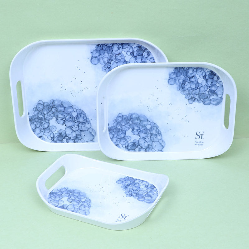 Hydrangea Florae Serving Tray (Blue) - Set Of Three image 3