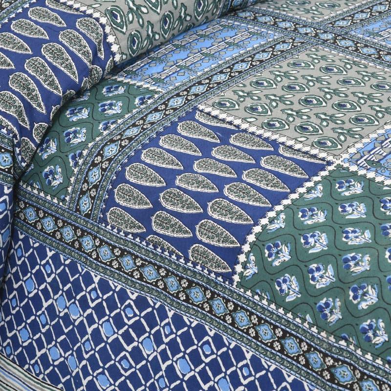 Jarda Applique Print Cotton Bedsheet (Blue) - 180 TC media 4