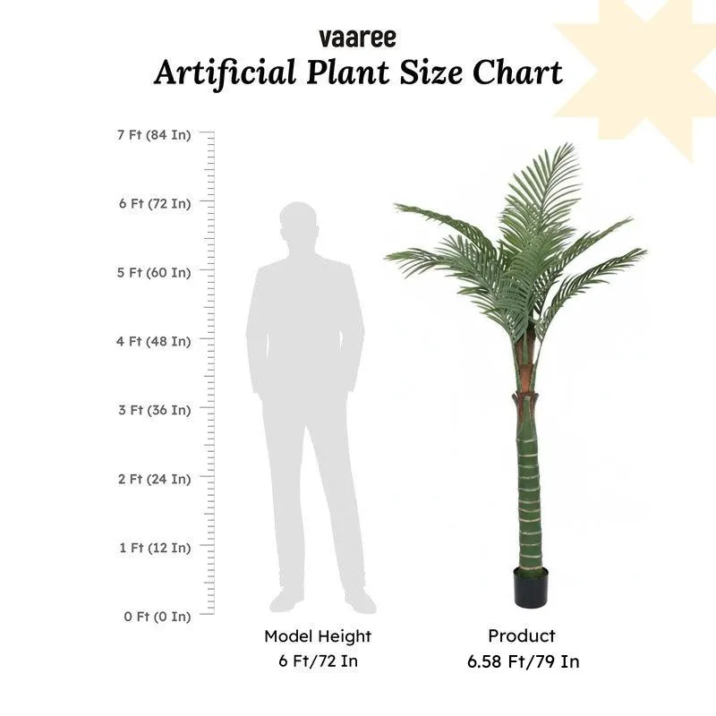 Faux Tall Feather Palm Plant With Black Plastic Pot - 6.56 ft media 10