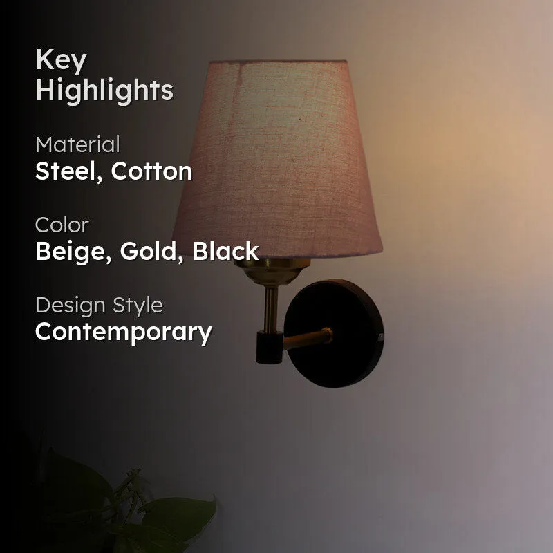 Aquilon Steel & Cotton Wall Lamp - Beige media 2