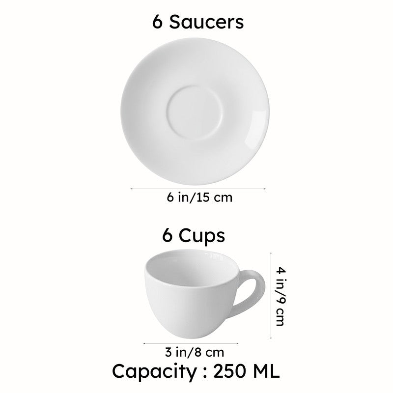 Pinecrest Green Ceramic Tea Cup & Saucer Set - Elegant Set of Six media 5