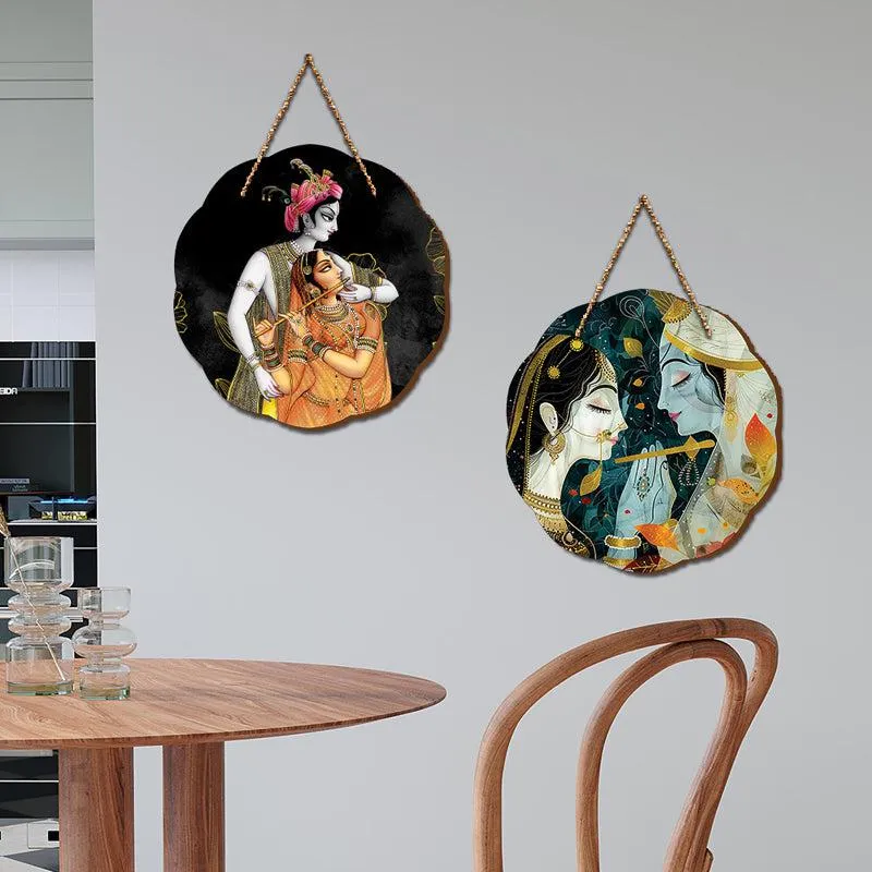 Radhe Shyam Wood MDF Wall Hanging - Set Of Two media 1