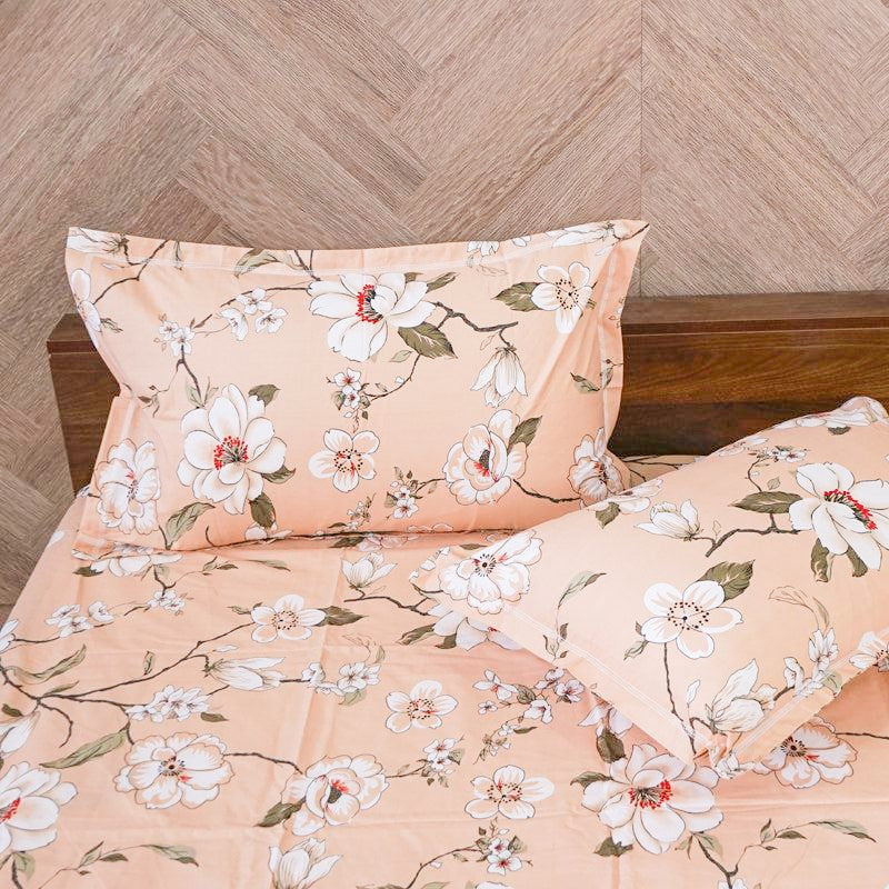 Advina Floral Bedhseet - Beige Cotton Bedsheet - 180 TC media 4