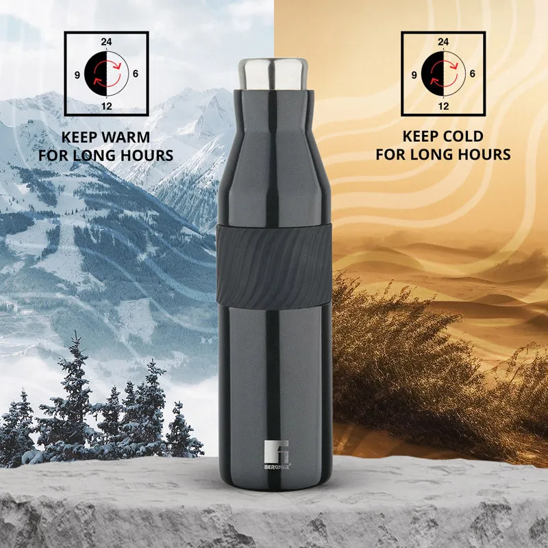 Bergner Walking Grip And Go Thermosteel Hot And Cold Flask (Black) - 600 mL media 3