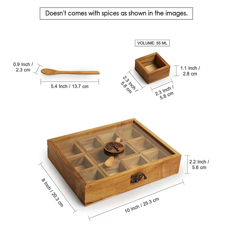 Pakshala Teak Wood Masala Box - Fourteen Piece Set media 7