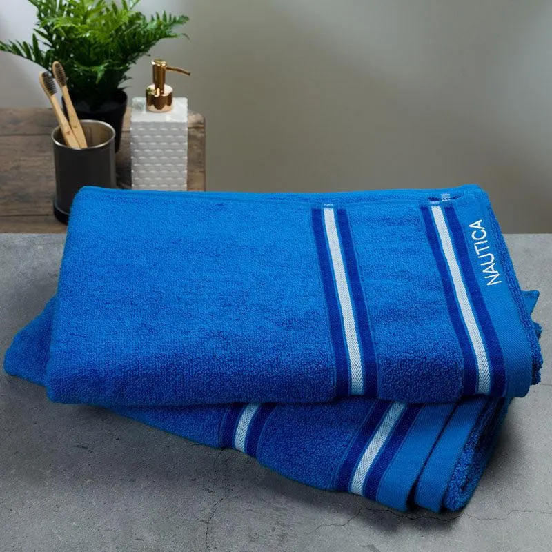 Nautica Dove Down Cotton Towel Set (Royal Blue) - Set Of Two media 1