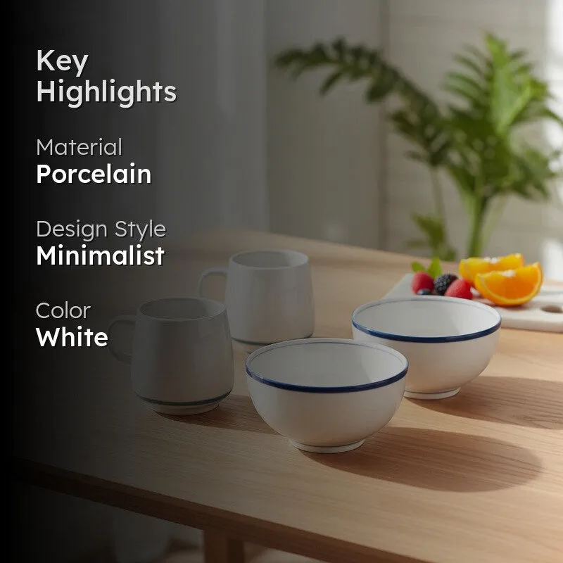 Nerra Porcelain Coffee Mug (320mL Each,420 mL Each) - Four Piece Set media 2