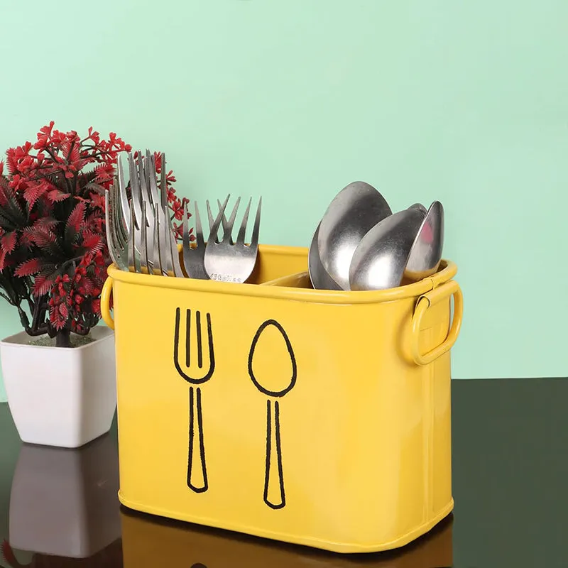 Fork & Order Metal Cutlery Holder - Yellow media 3