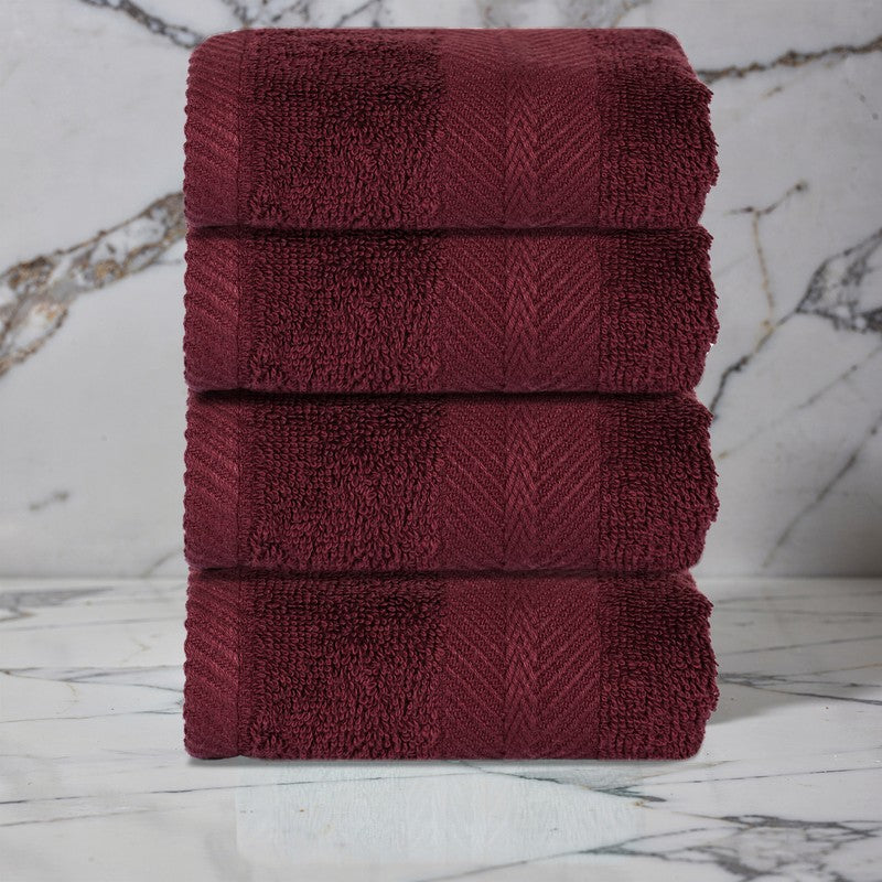 PlushAura Cotton Face Towel (Maroon) - Set Of Four media 3