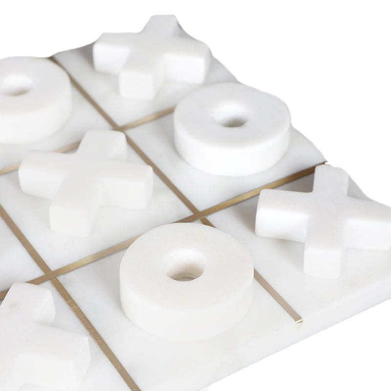 Equis Marble & Brass Tic Tac Toe Game - White media 6