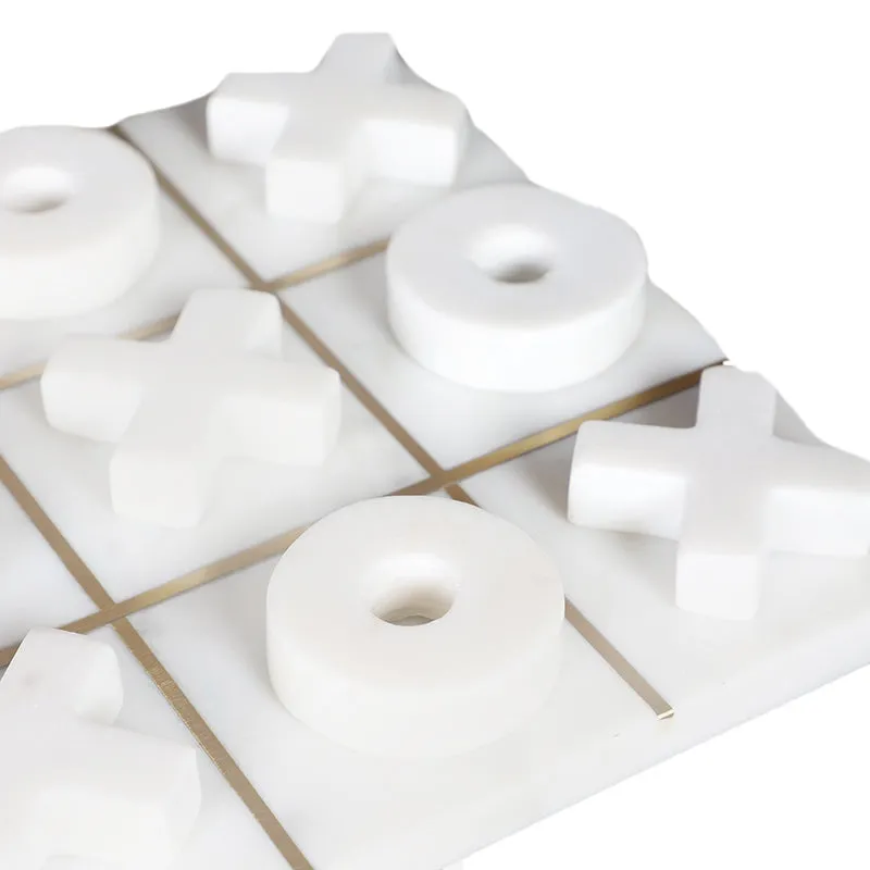 Equis Marble & Brass Tic Tac Toe Game - White media 6