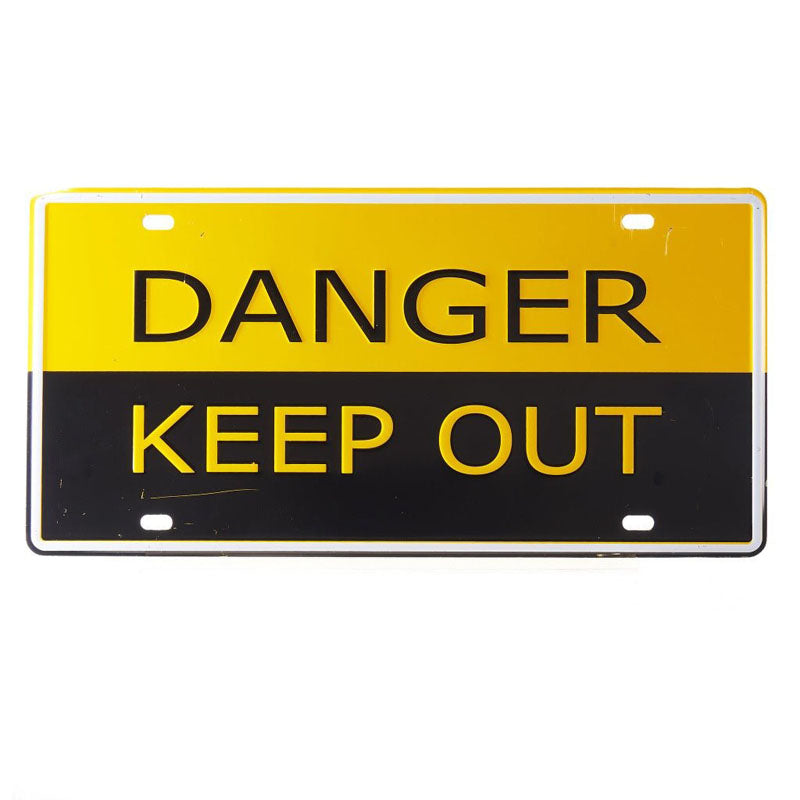 Danger Keep Out Yellow Sign Plate Metal Wall Accent media 3