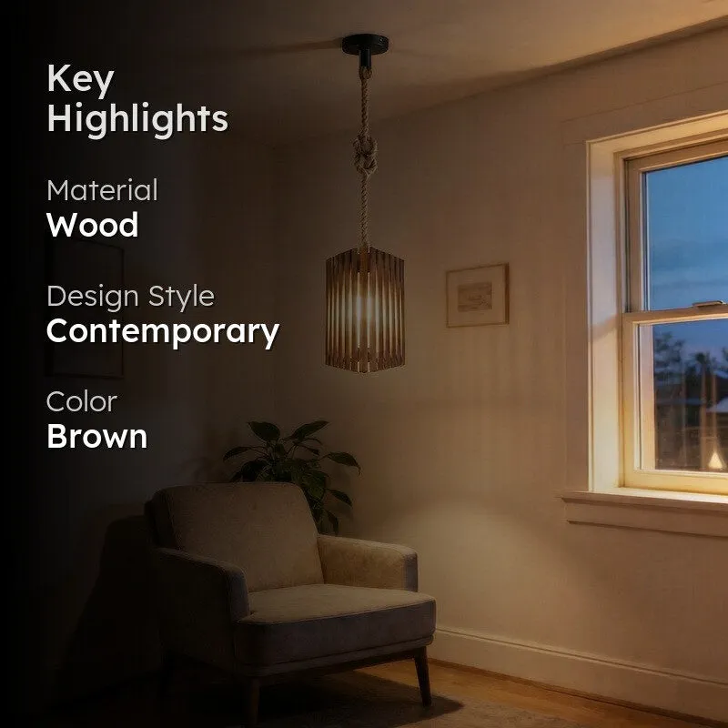 GeoShade Wooden Ceiling Lamp - Brown media 2