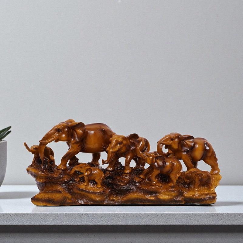 Aurum Elephant Family Polyresin Showpiece