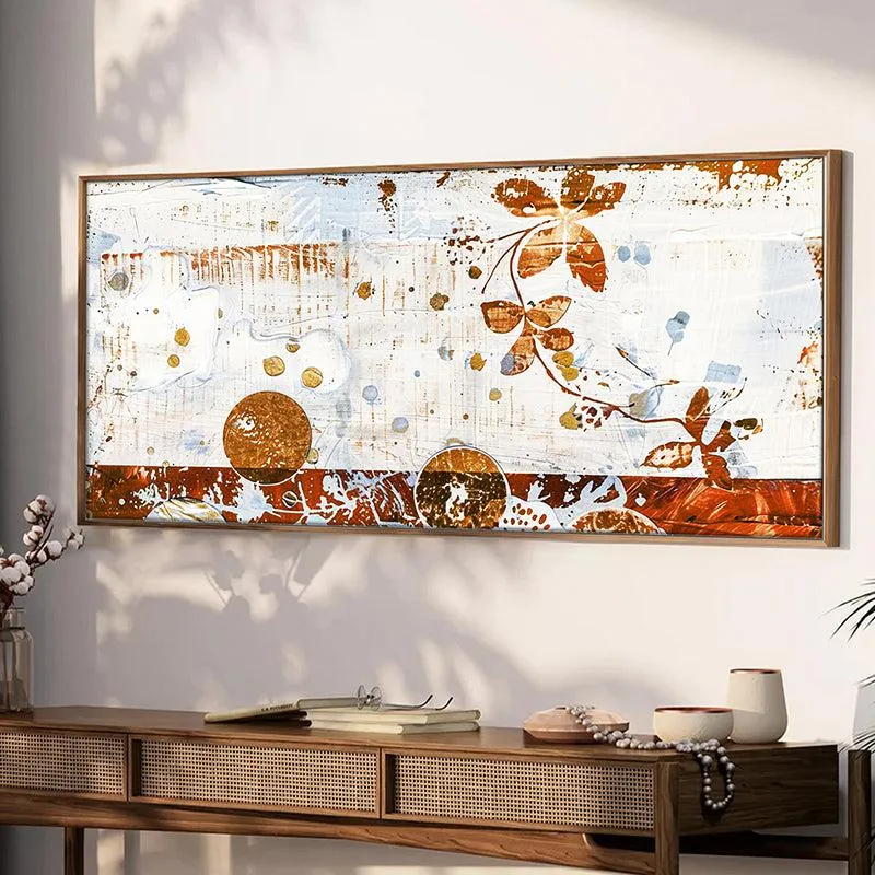 Amber Cascade Abstract Canvas Wall Art With Frame - Brown media 3