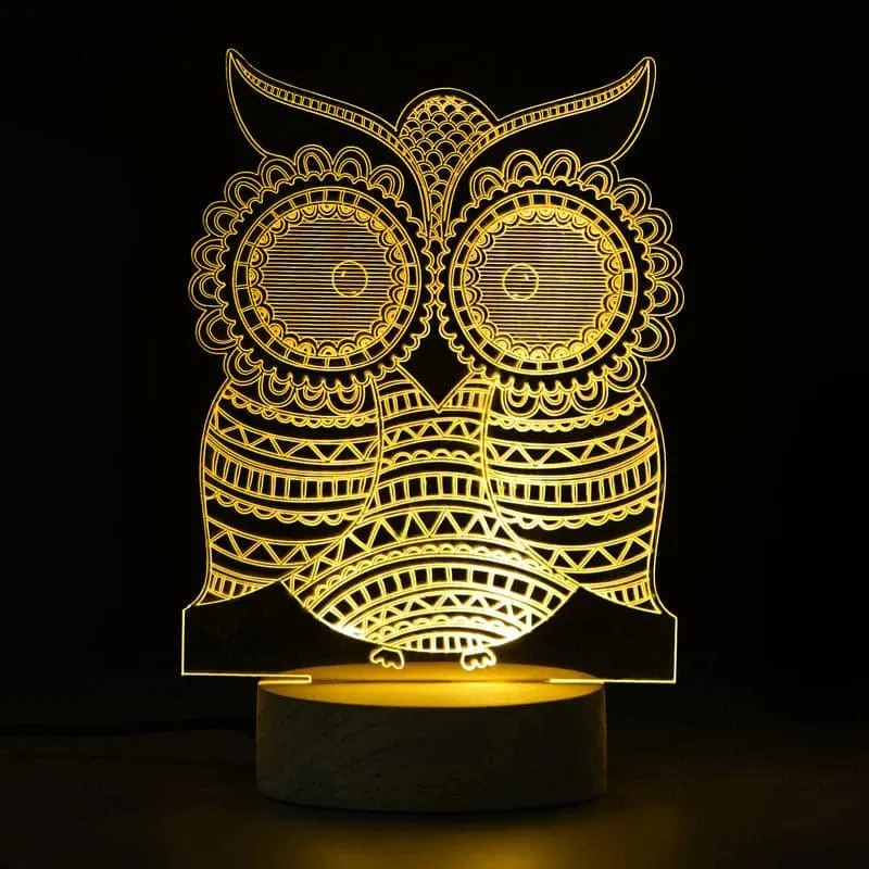 Indie Owl Luminance LED Acrylic Table Lamp - Brown media 3