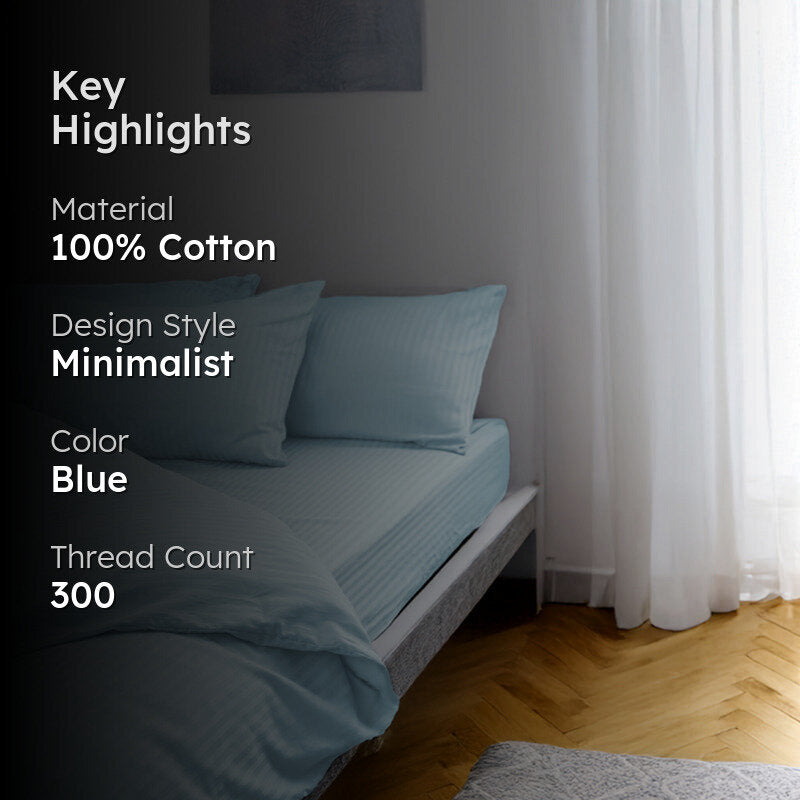 Stripe Charm Cotton Duvet Cover - Pale Blue media 2