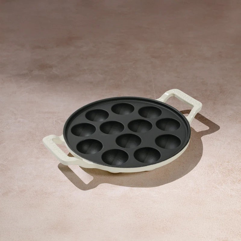 Cumin Co Enamel Cast Iron Paniyaram Pan - White media 5