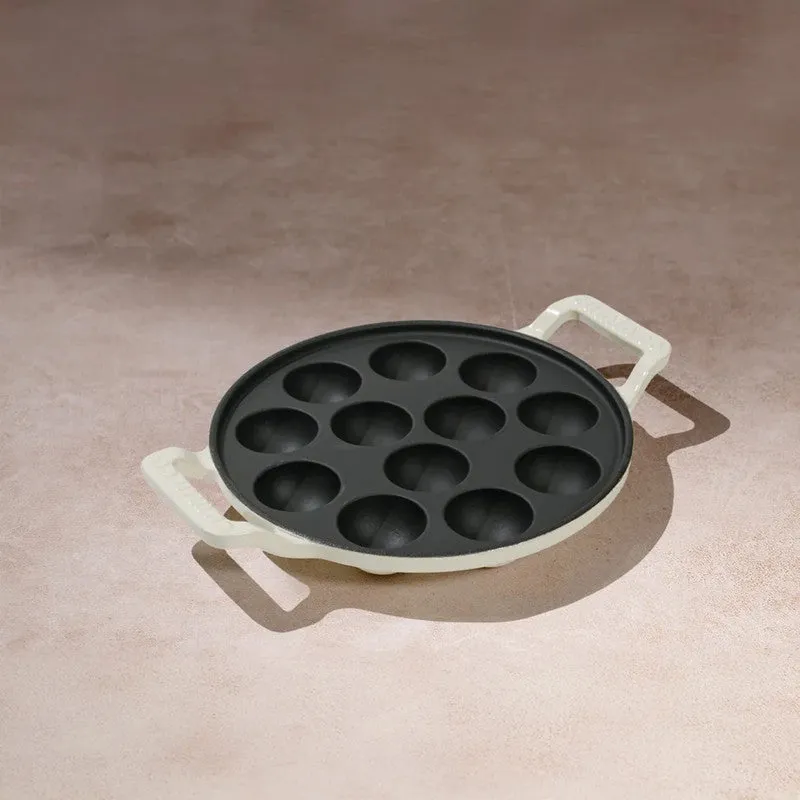 Cumin Co Enamel Cast Iron Paniyaram Pan - White - 5
