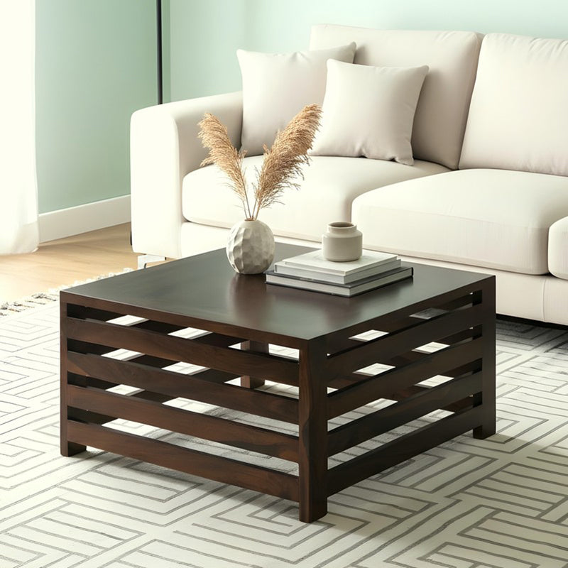 Qervon Sheesham Wooden Center Table - Taupe