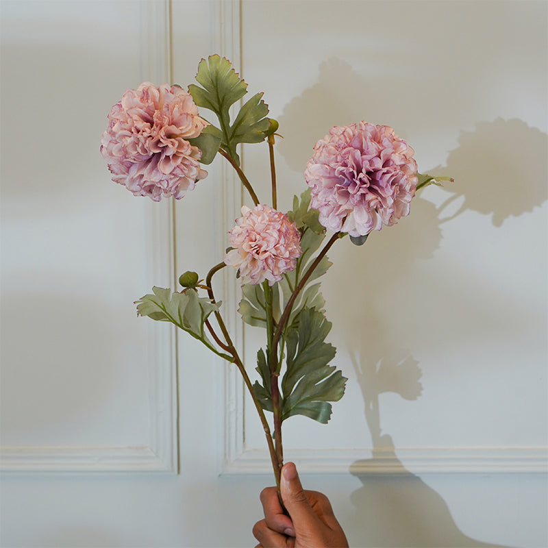 Faux Ball Mum Chrysanthemum Flower Stick (Pink) - 28 CM media 3