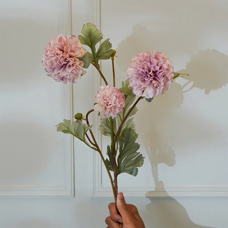 Faux Ball Mum Chrysanthemum Flower Stick (Pink) - 28 CM media 3