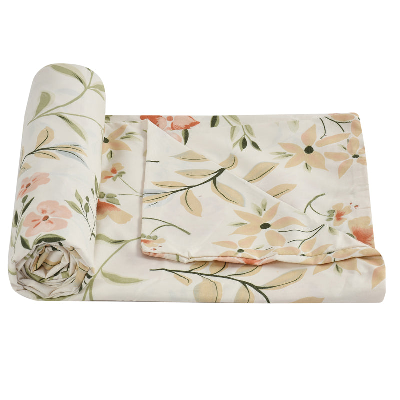 Hushed Blooms Floral Cotton Duvet Cover - 210 TC media 7