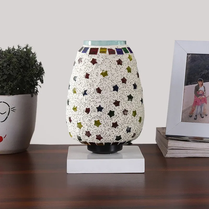 Stellune Glass Table Lamp With Wooden Base - Multicolor media 4