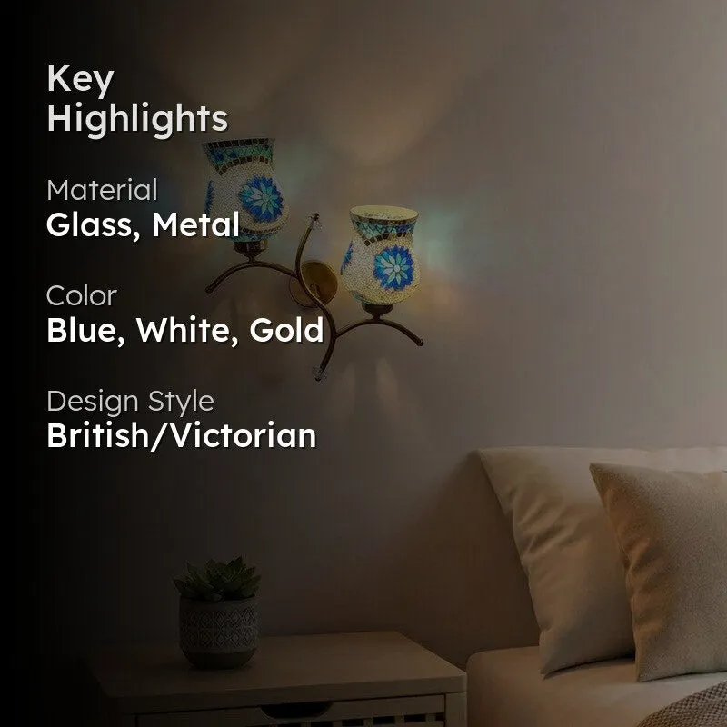 Glowvine Twin Glass Wall Lamp - White & Blue media 2