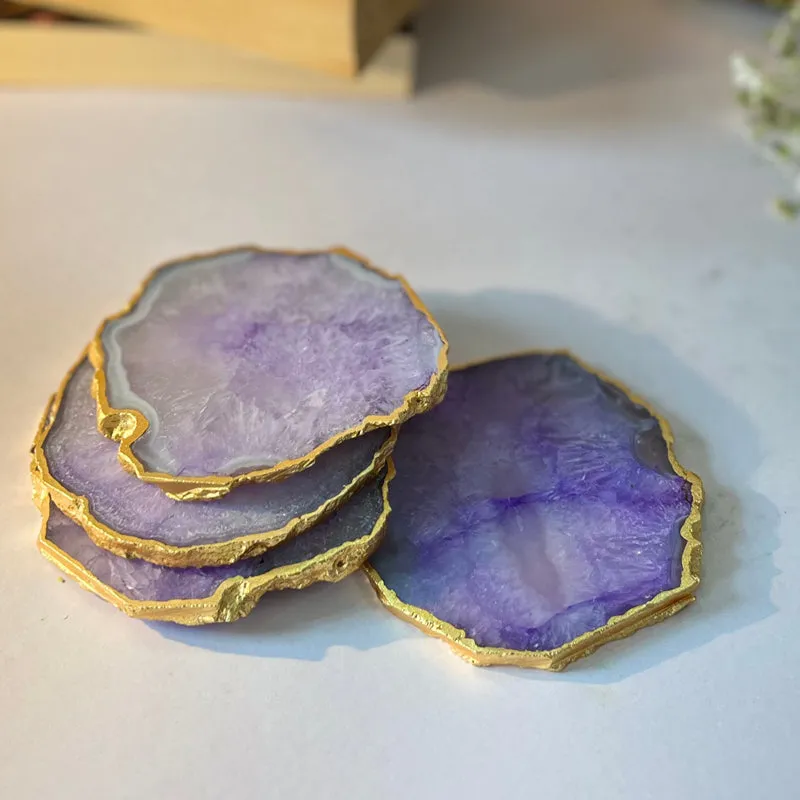 Celeste Handcrafted Crystal Agate Coaster (Purple) - Set Of Four media 5