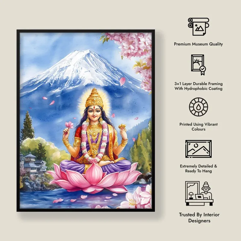 Bhagyalaxmi Spiritual Archival Paper Wall Painting With Frame - Black media 8