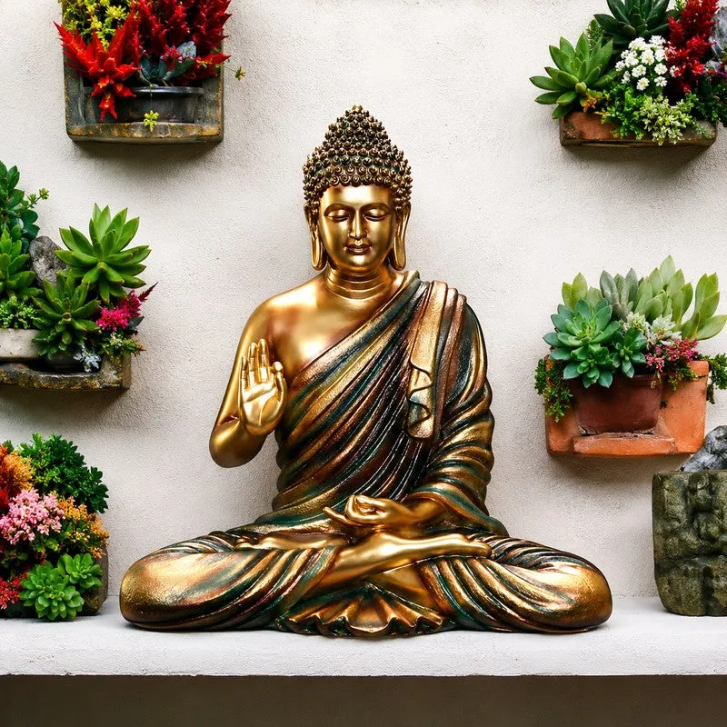 Tranquil Mudra Buddha Marble Idol - Metallic media 1
