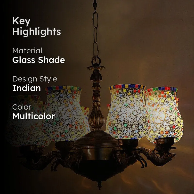 Ekta Vilona Mosaic Golden Metal Ceiling Lamp - Multicolor media 2