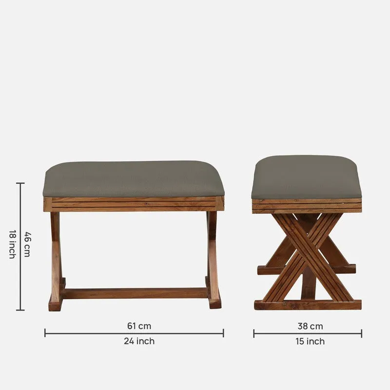 Versatile Sheesham Wood Ottomans & Pouffe - Grey media 9