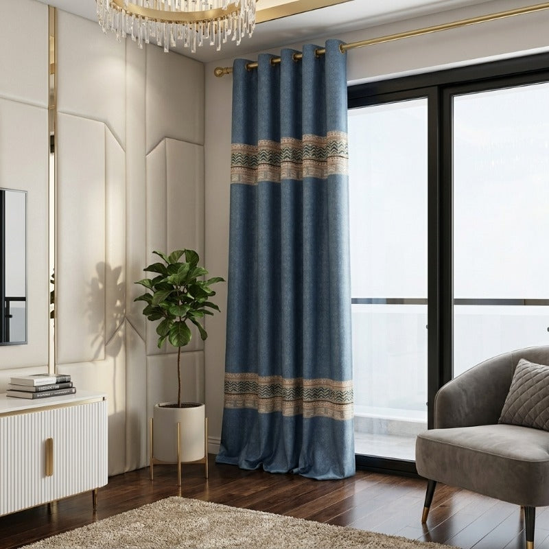 Celestial Blue Satin Curtain