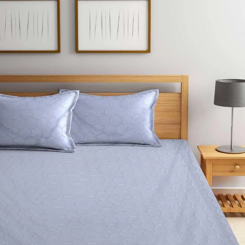 Pauline Printed Microfiber Bedsheet (Grey) - 130 GSM media 1