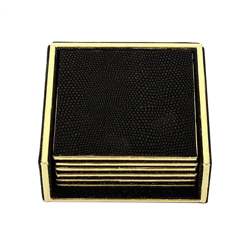 Tisquo Faux Leather Coaster (Black) - Seven Piece Set media 7