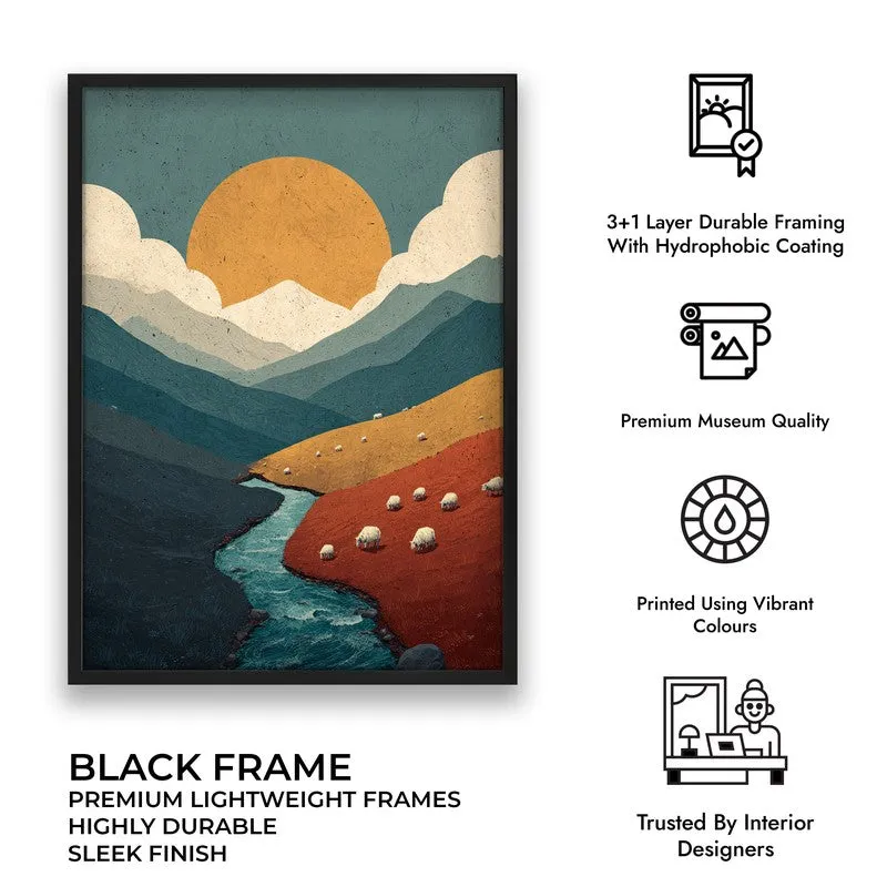 Suncrest Valley Canvas Wall Painting - Black Frame media 9
