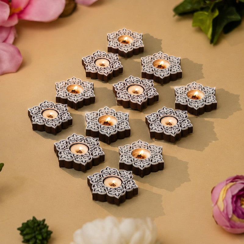 Filigree Bloom Tea Light Candle Holders -Set of Twelve