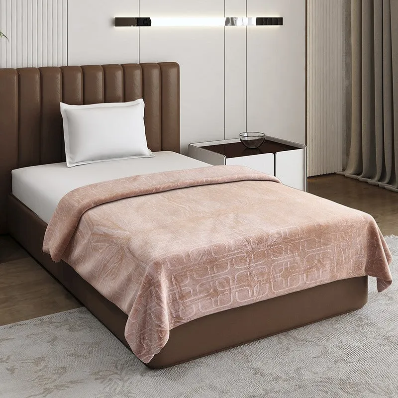 Monte Carlo Warmora Geometric Print Polyester Blanket (Peach) - 210 GSM media 1